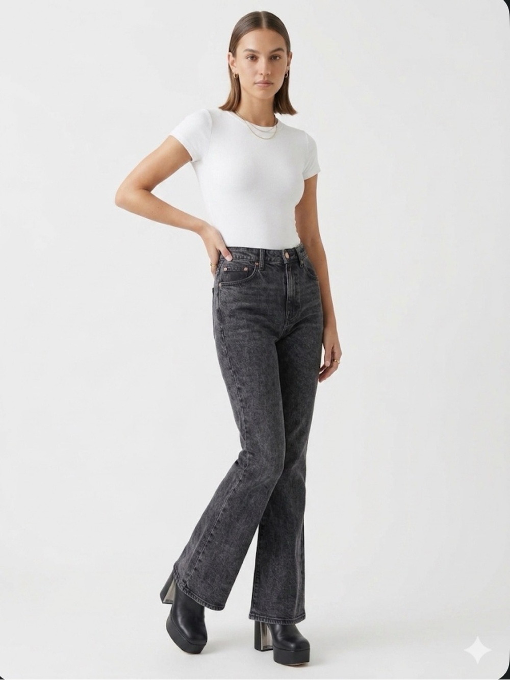 Avec Les Filles IT GIRL Black Flare Leg Jeans High Rise Size 27